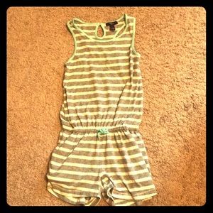 Grey and white striped romper